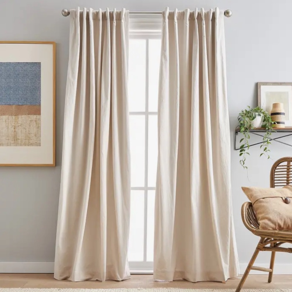 NEW Sanctuary Set of Two Lined Linen Curtain Panels